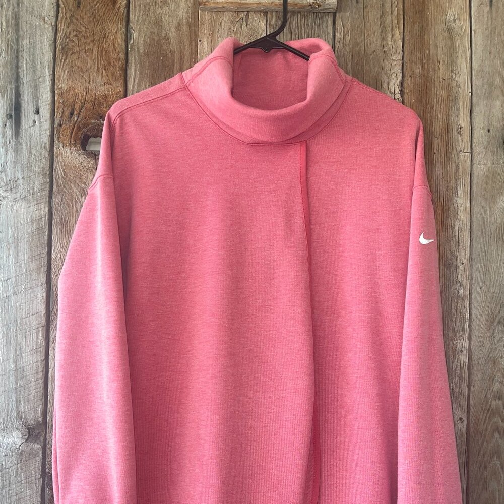NIKE Dri-Fit Sweatshirt Pullover Canyon Pink Small Cowl Neck‎ Wrap-Front